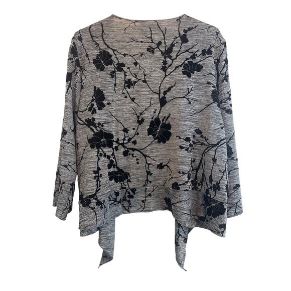 Creation Black and Gray Floral Cardigan Womens Size Large L - Picture 4 of 5